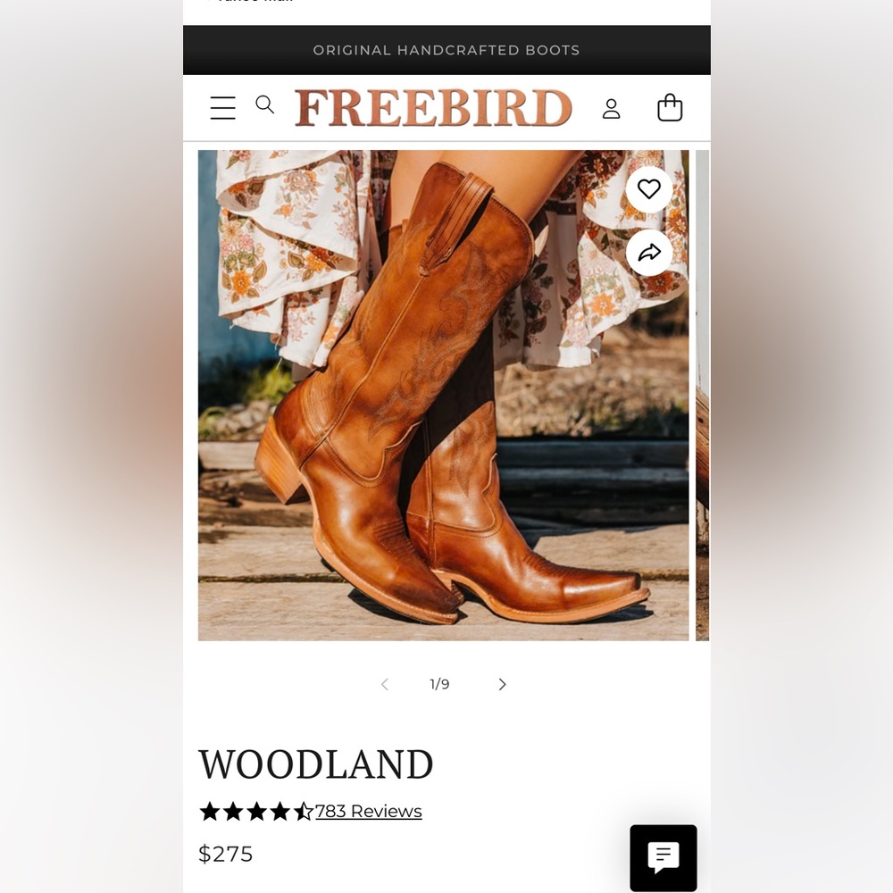 Freebird Woodland Cowgirl Boots size 9